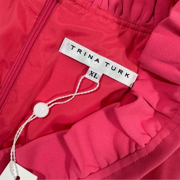 New Trina Turk Atlantis Ruffle Trim Shift Dress Watermelon - Picture 4 of 8